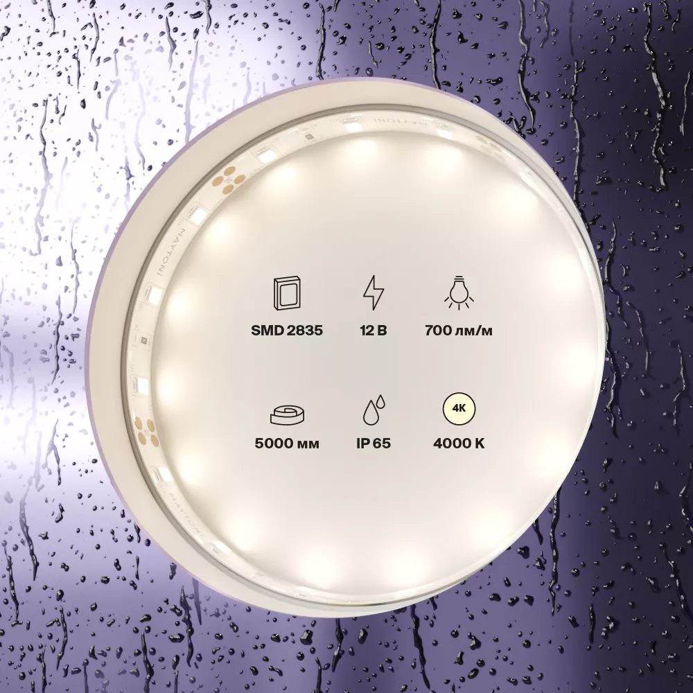 Светодиодная лента 12В 2835 7,2Вт/м 4000K 5м IP65 MAYTONI 20005 Led Strip